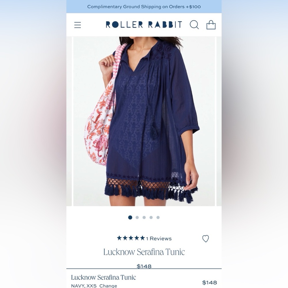 Roller Rabbit Navy Blue Swim Coverup